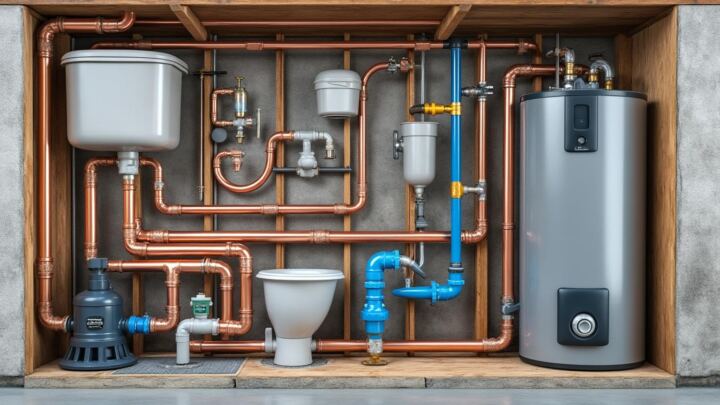 discover the essential components of a home plumbing system, including pipes, fixtures, valves, and drainage systems. learn how these parts work together to ensure efficient water supply and waste removal in your home.